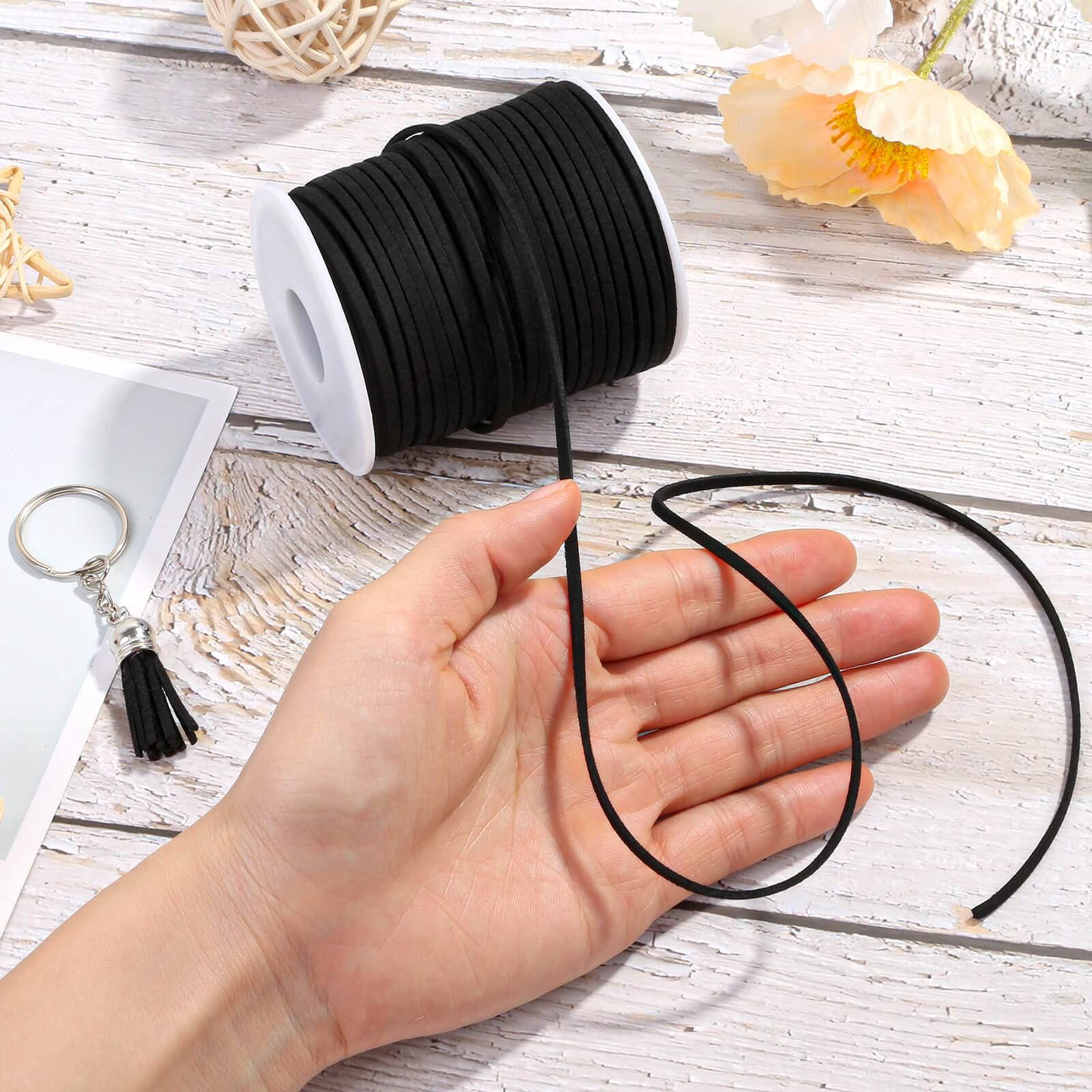 Leather String, Flat Suede Cord Faux Leather Cord Thin Leather Lace for view 4
