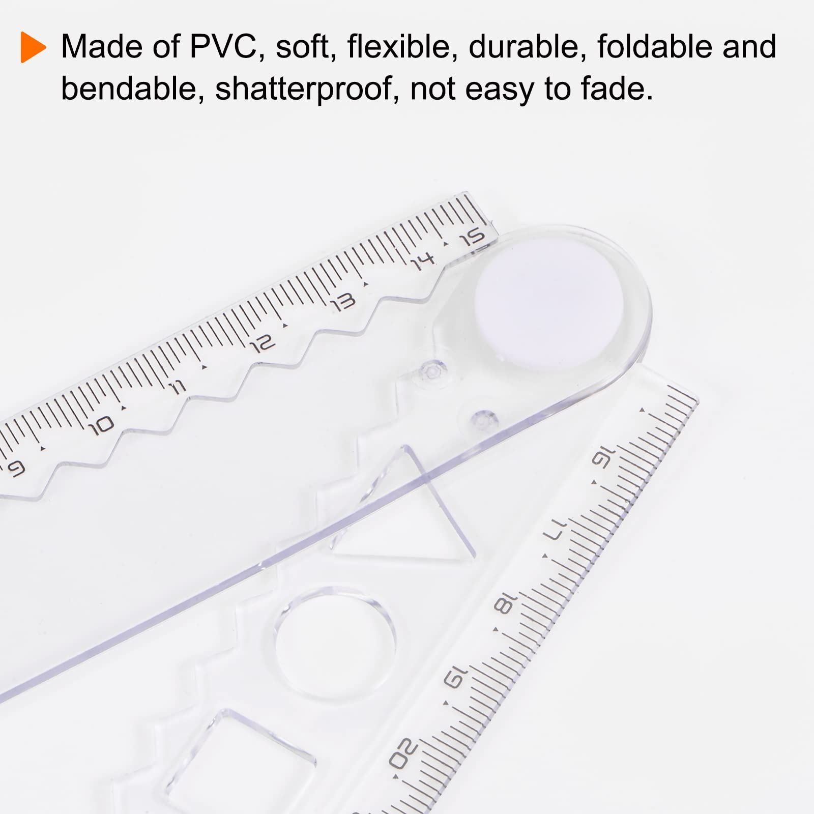 2pcs Unbreakable Clear Rulers 30cm Shatterproof Folding Flexible Ruler for view 2