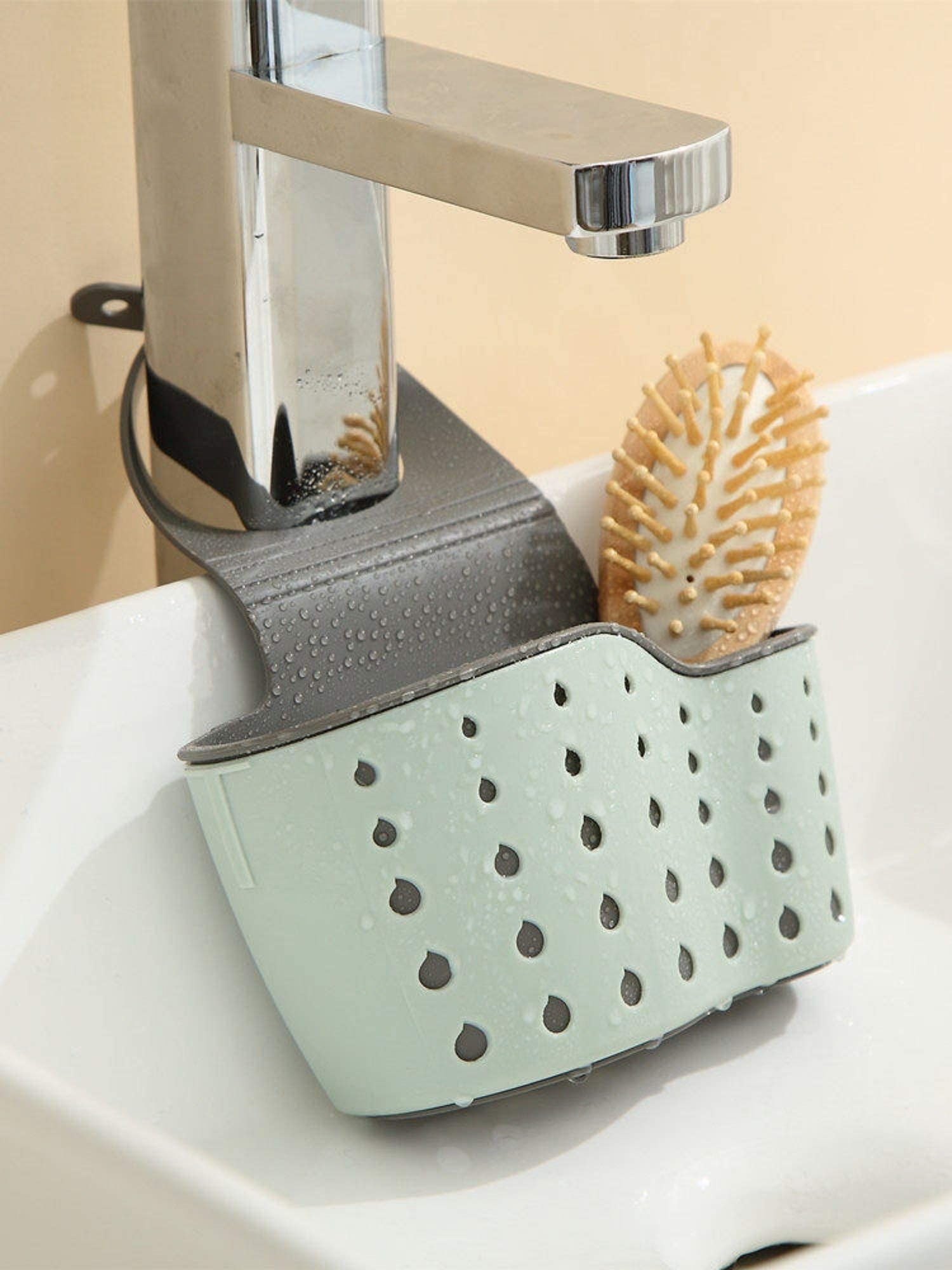 Kitchen Sink Shelf Soap Sponge Drain Rack Holder Double Decker Hanging Basket view 3
