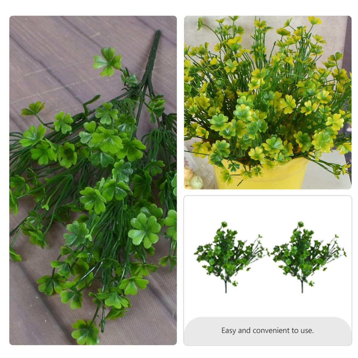 2pcs Plastic Desktop Arrangements Decorative Shamrock Party Plant Fake Holiday view 3