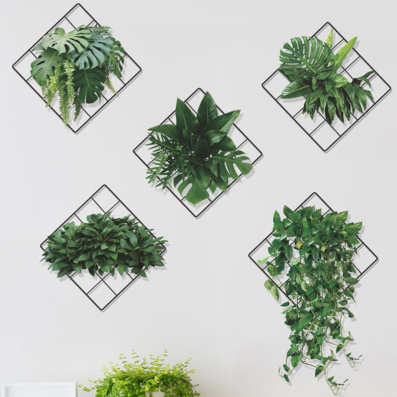 3D Vivid Green Plants Grid Wall Decal