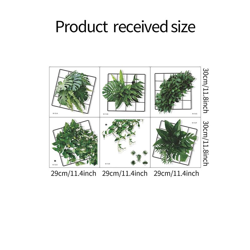 3D Vivid Green Plants Grid Wall Decal view 5