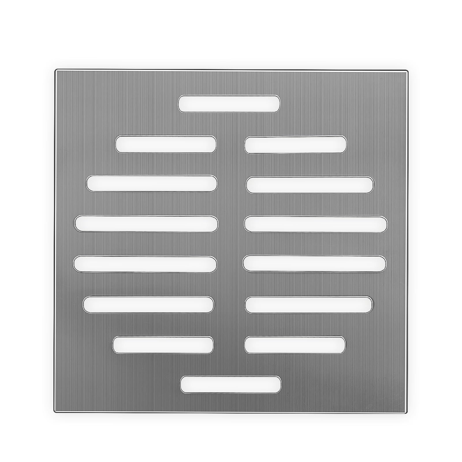 Stainless Steel Square Floor Drain Cover 6 Inch 14 Holes Silver Tone Square