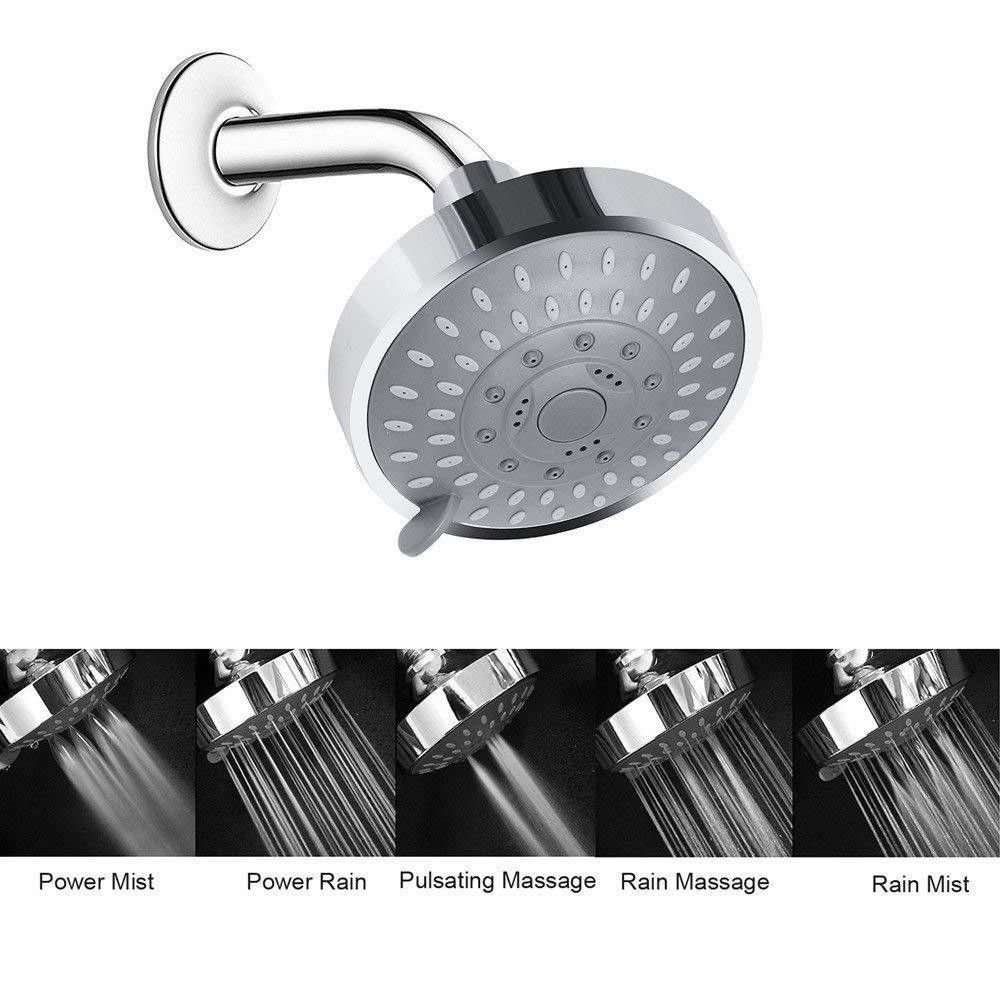 Shower Head, High Pressure Shower Heads 4.1 Inch 5 Settings Rain High Flow view 2