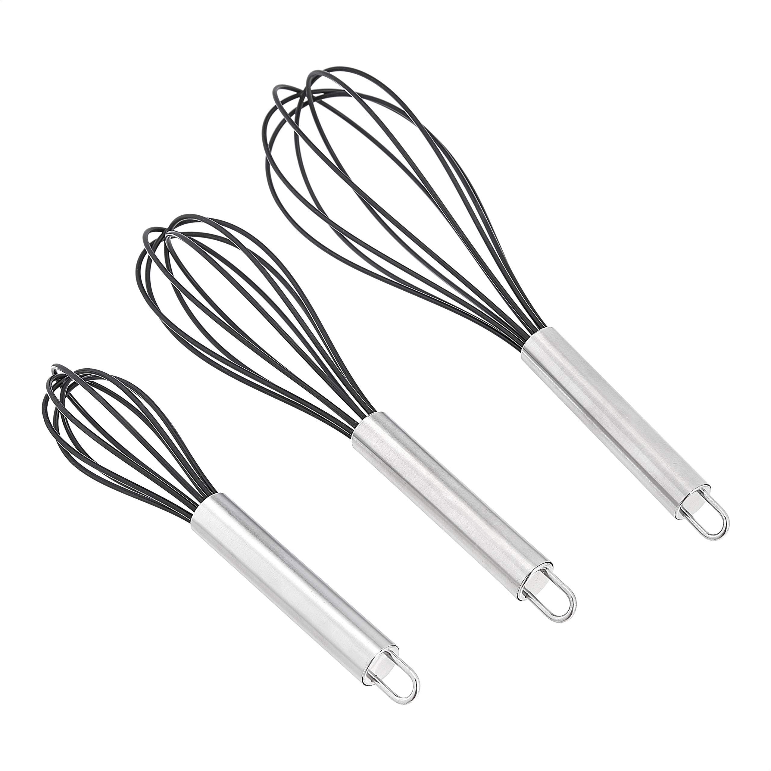 Whisks Stainless Steel & Silicone Non-Stick Coated Small Whisk Set 8" 10" 12" — image 1
