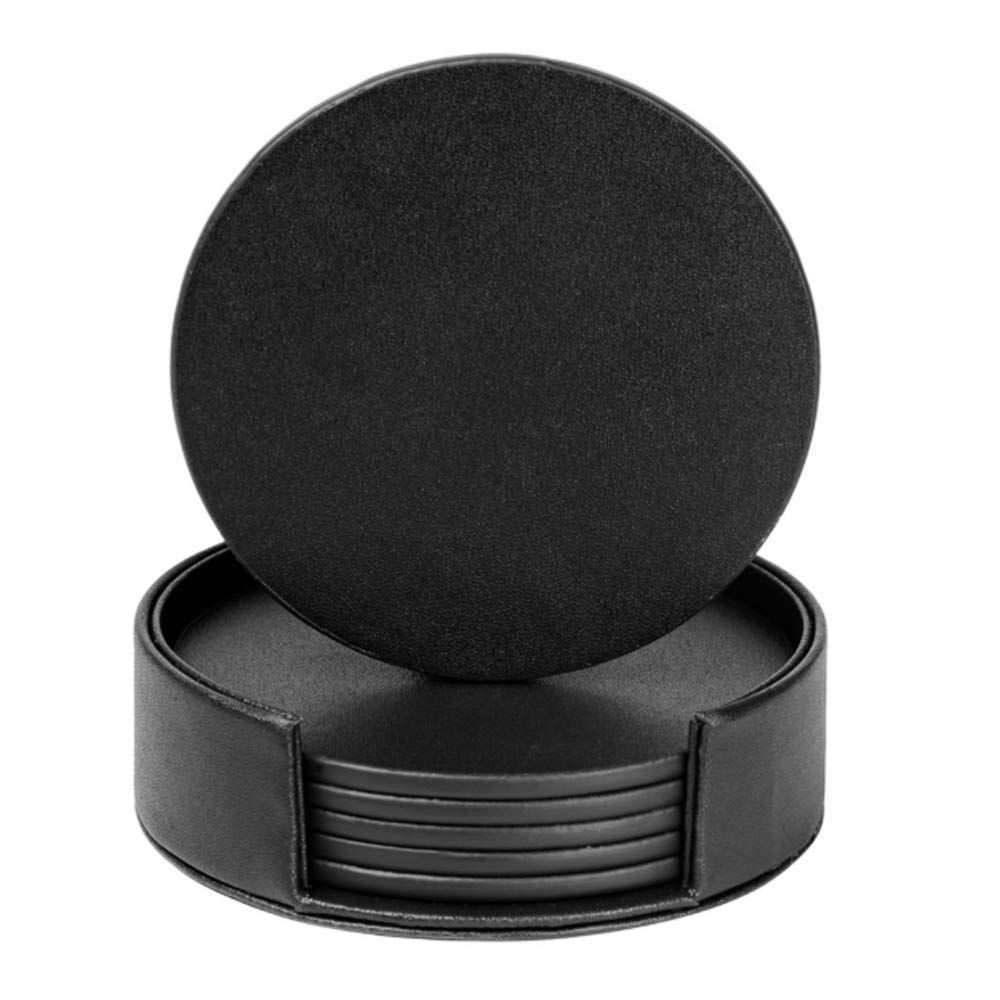 Drink Coasters Set of 6 Leather Coasters Spill Protection for Table Desk — image 1