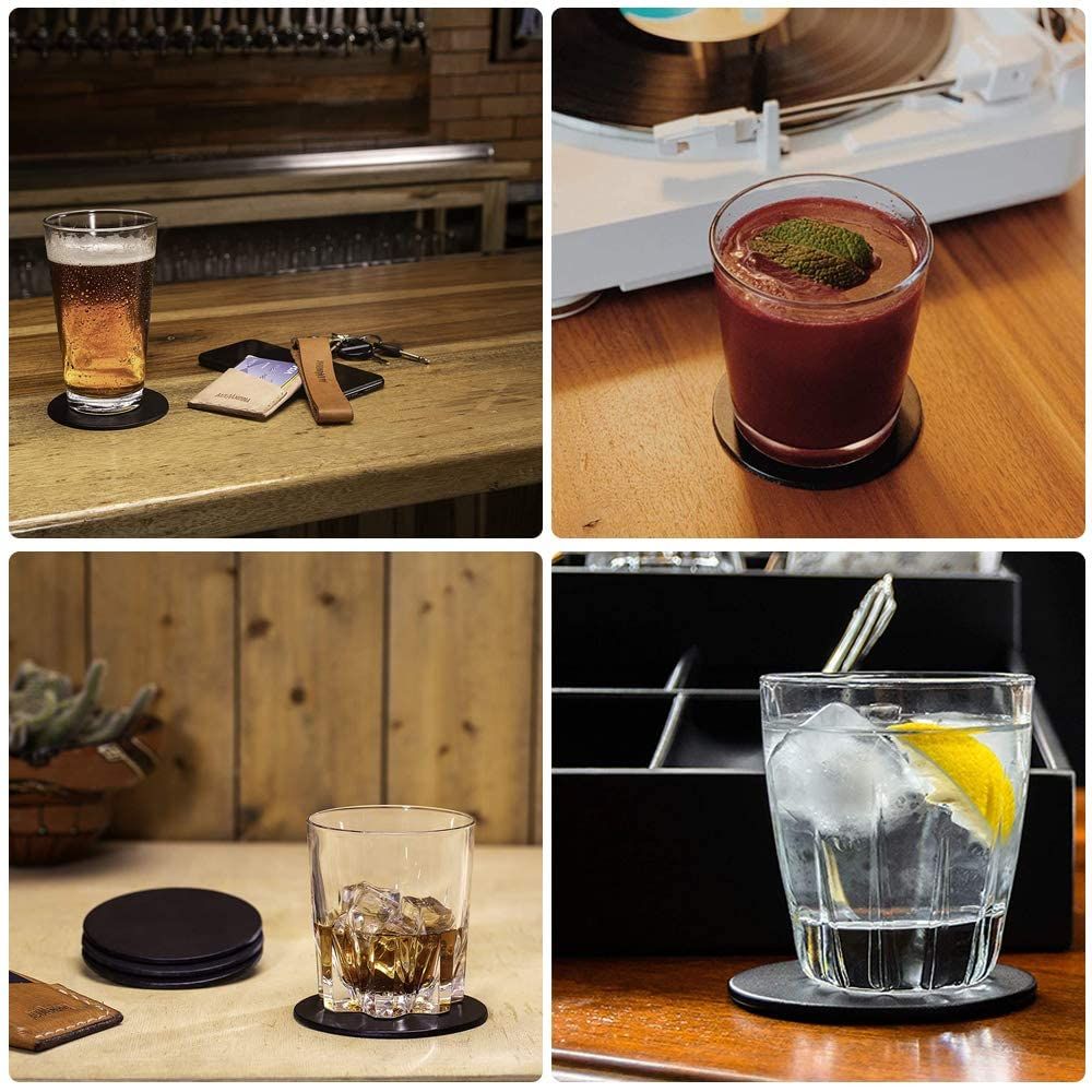 Drink Coasters Set of 6 Leather Coasters Spill Protection for Table Desk view 5