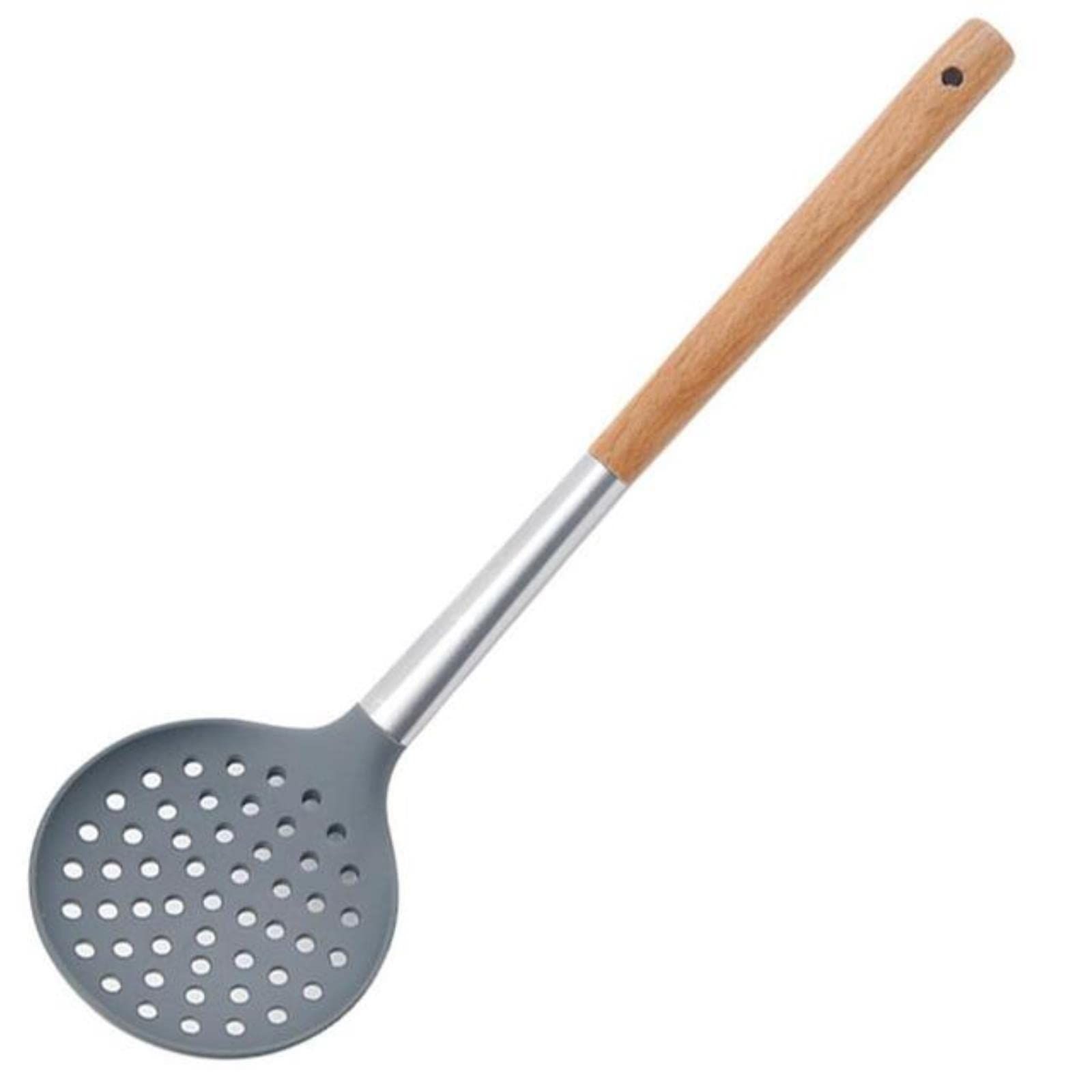 Cooking Tools Set Mini Silicone Turner Slotted Skimmer Spatula with Wooden — image 1