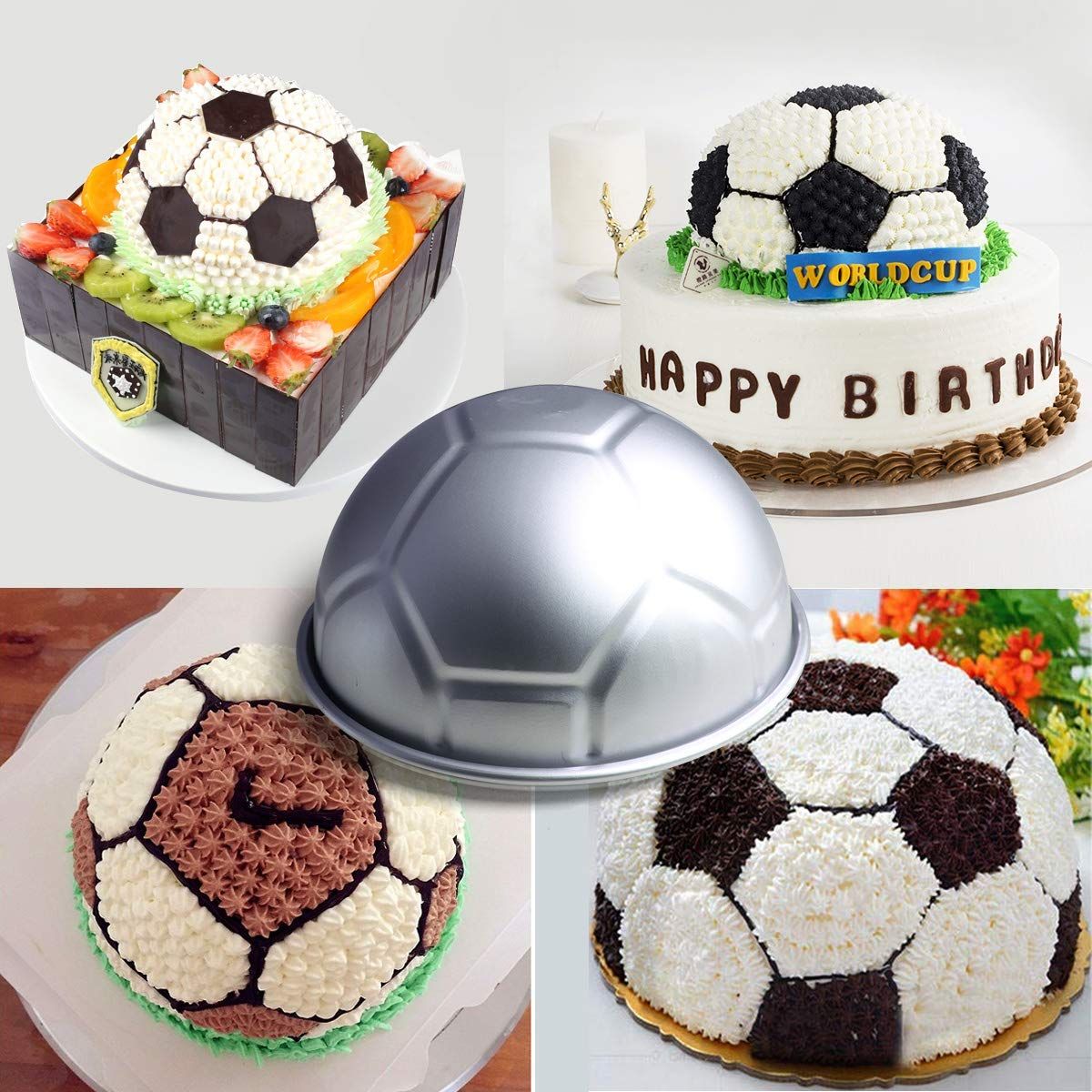Big 8-inch Half Soccer Ball Football Shaped Birthday Cake Pan Bakeware Pastry view 4