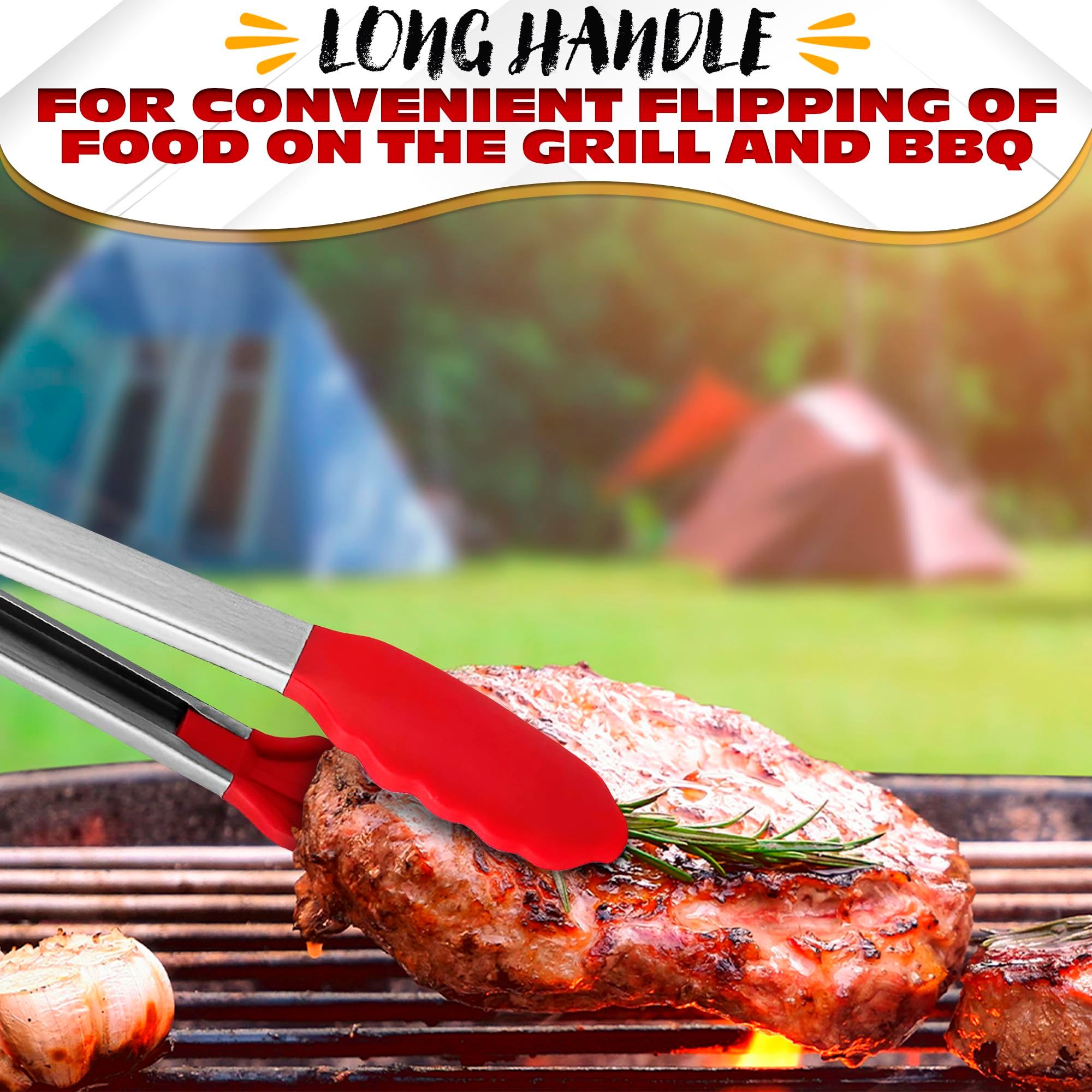 9" Silicone Tongs for Cooking - Kitchen Tongs Stainless Steel Tongs for view 5