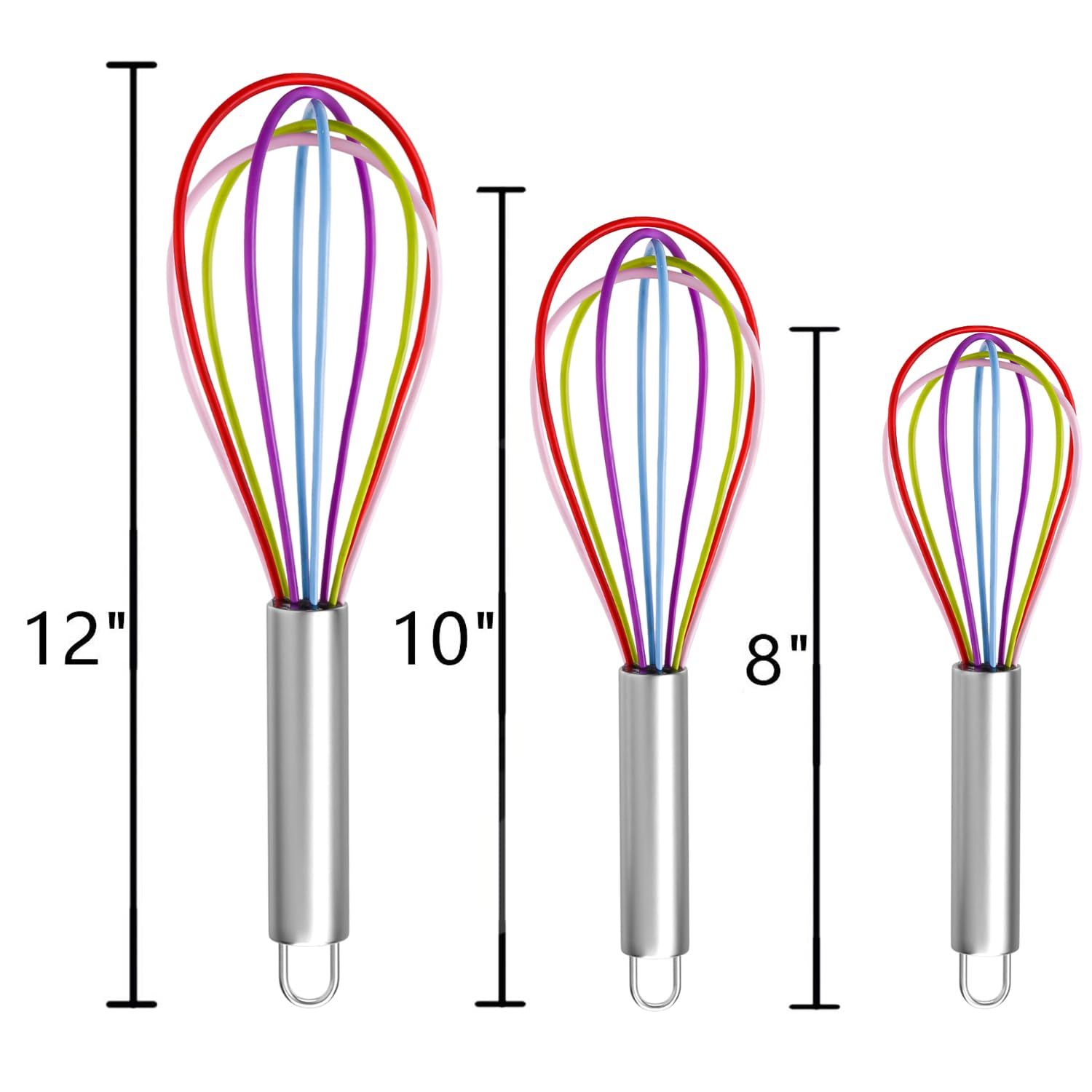 Silicone Whisk Set of 3 - Silicone Whisks for Cooking Non-Scratch – Silicone view 5