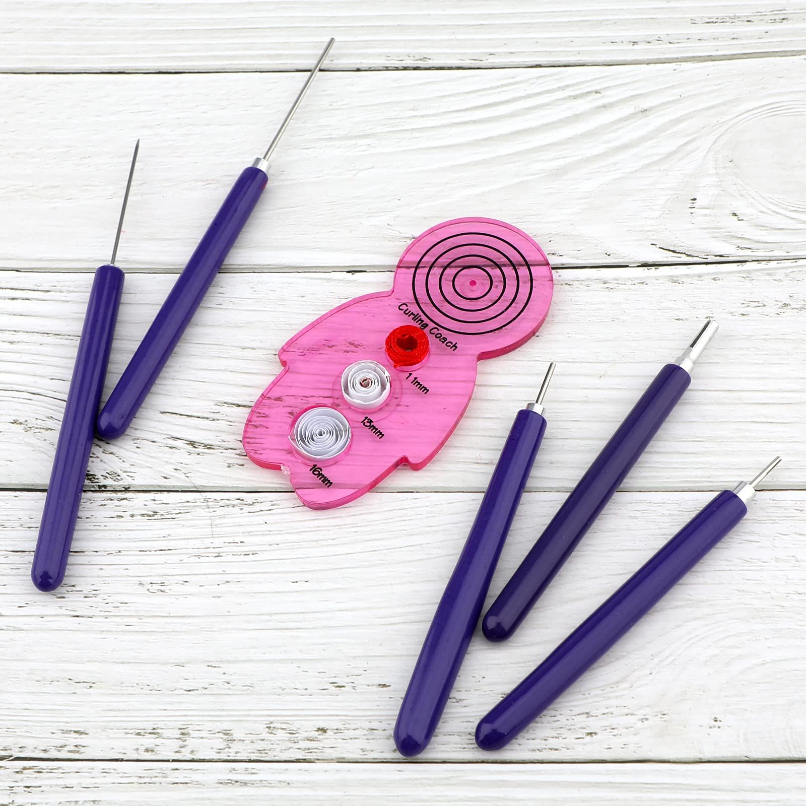 7 Piece Slit Quilling Tools Including Curling Trainer and Pair of Tweezers for view 4