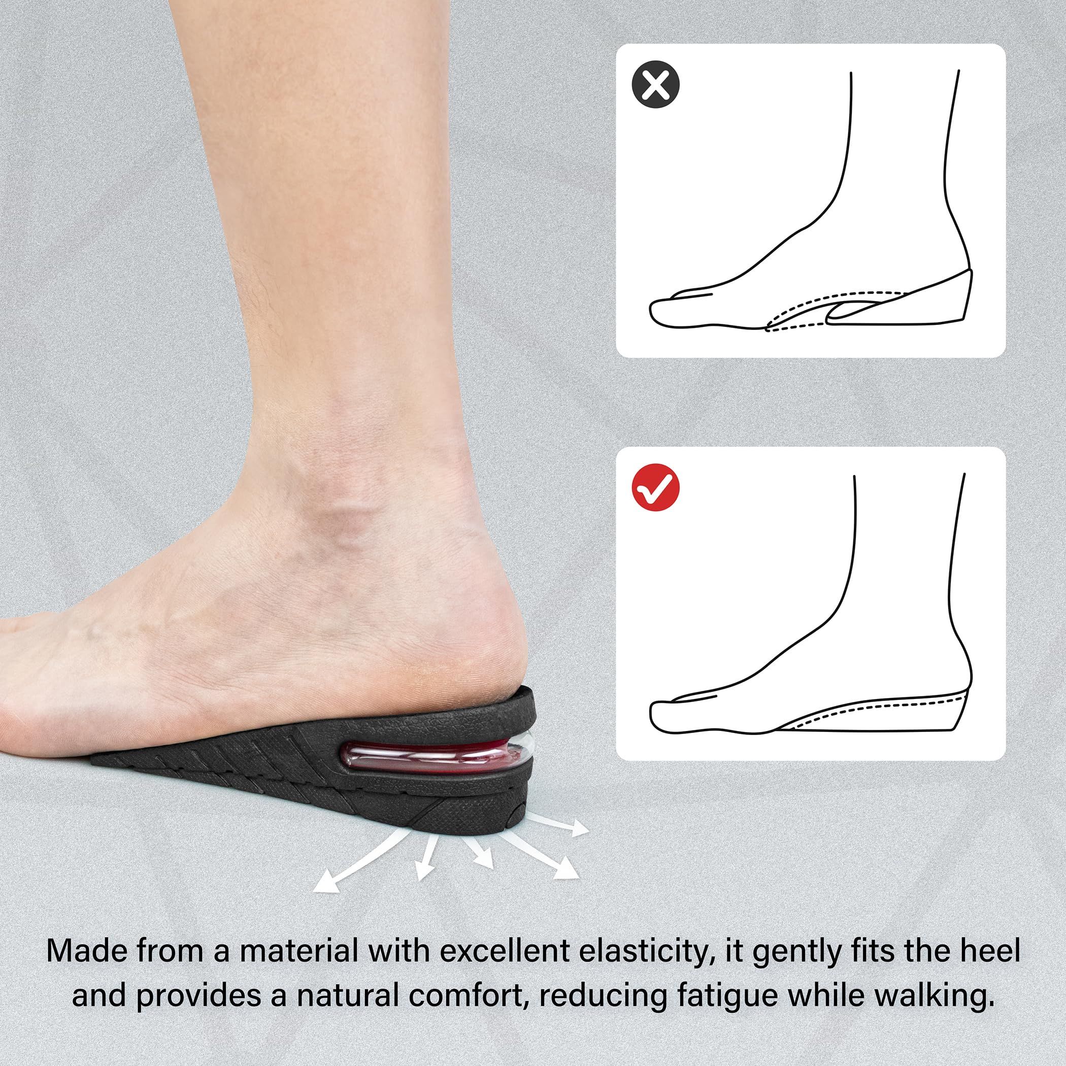 Shoe Lifts Elevator Shoes Insole Heels Lift Inserts for Men and Women Height view 3