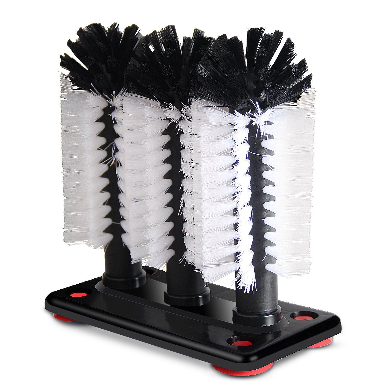 Glass Washer Brush Cleaner - 3 Brushes per Base Suction grip base firmly — image 1