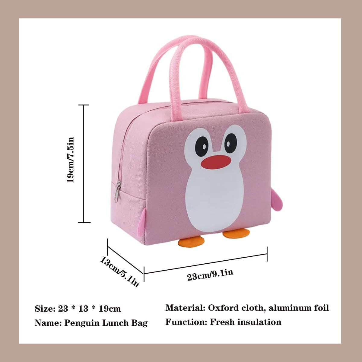 Kawaii Lunch Bag Cute Cartoon Penguin Lunch Box Women's Reusable Warm Bent view 2