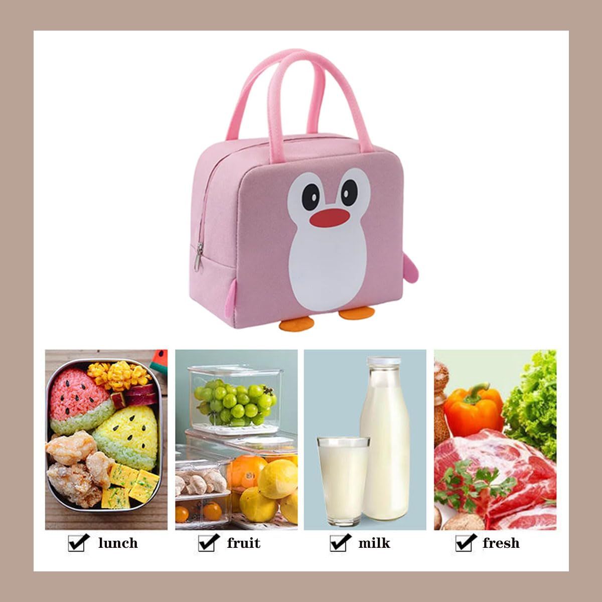 Kawaii Lunch Bag Cute Cartoon Penguin Lunch Box Women's Reusable Warm Bent view 3