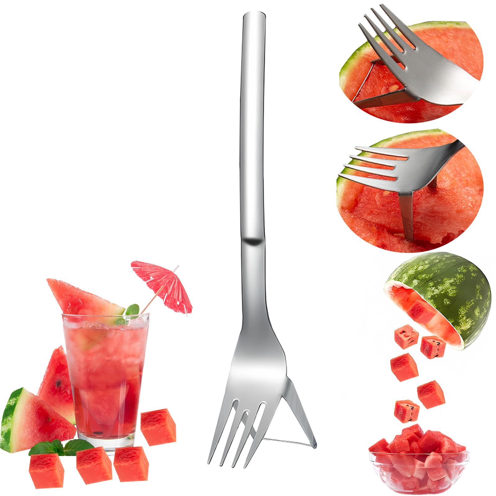 2 in 1 Fruit Cutter, Stainless Steel Watermelon Cutter Tool Watermelon Slicer