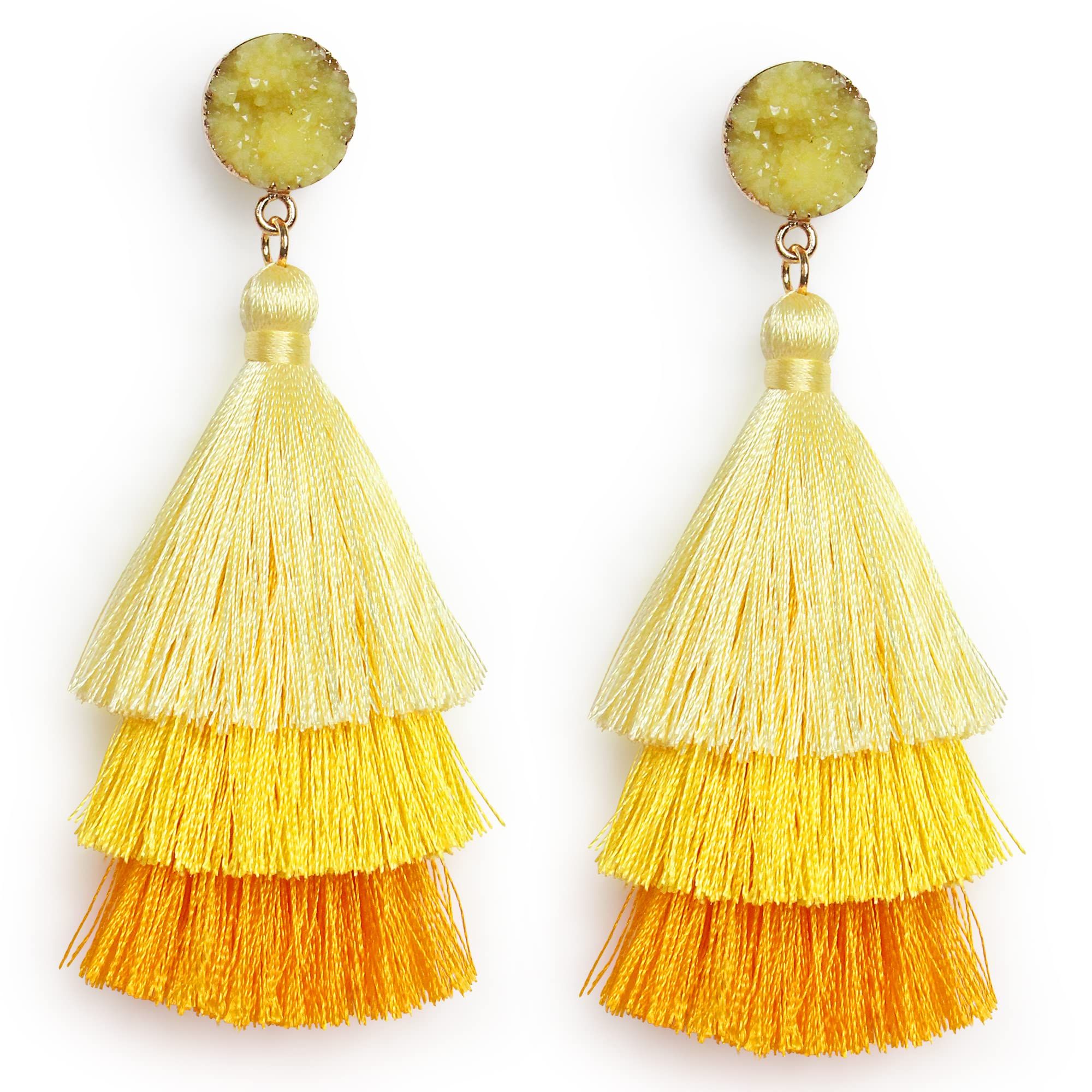Colorful Layered Tassel Earrings Bohemian Tiered Tassel Dangle Drop Earrings — image 1