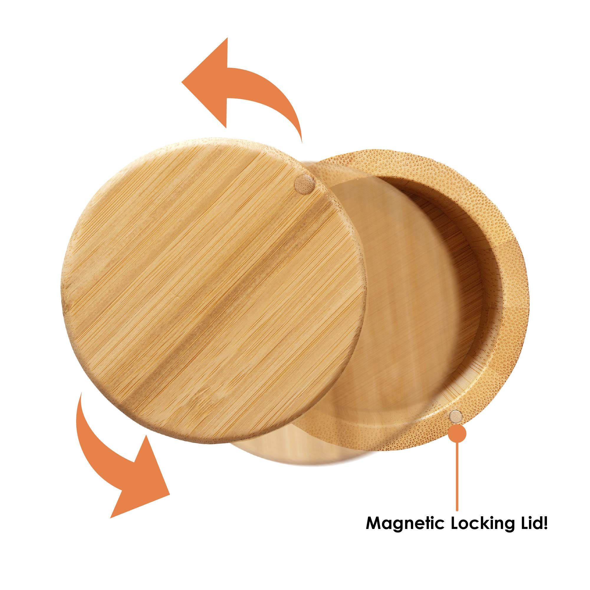 Round Bamboo Salt Box Eco-Friendly view 3