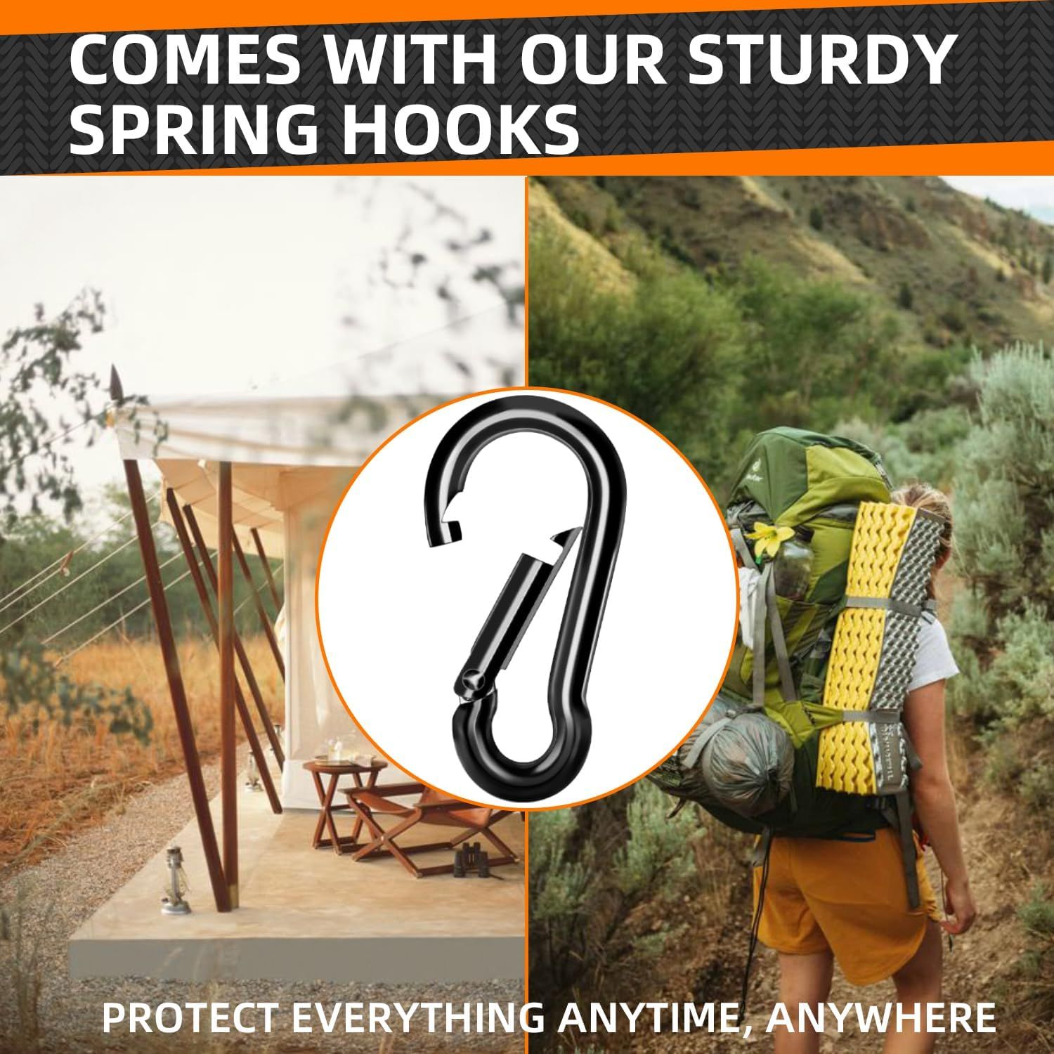 Carabiner Clip,Carabiner Clips Heavy Duty, 2 Pack Large Carabiner, Heavy Duty view 4