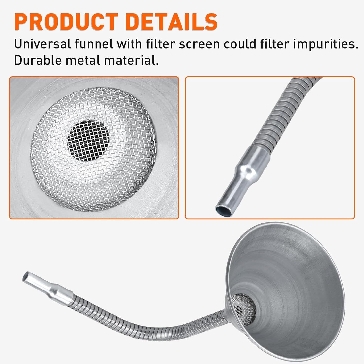 Steel Bendable Universal Spout Funnel with Filter view 4