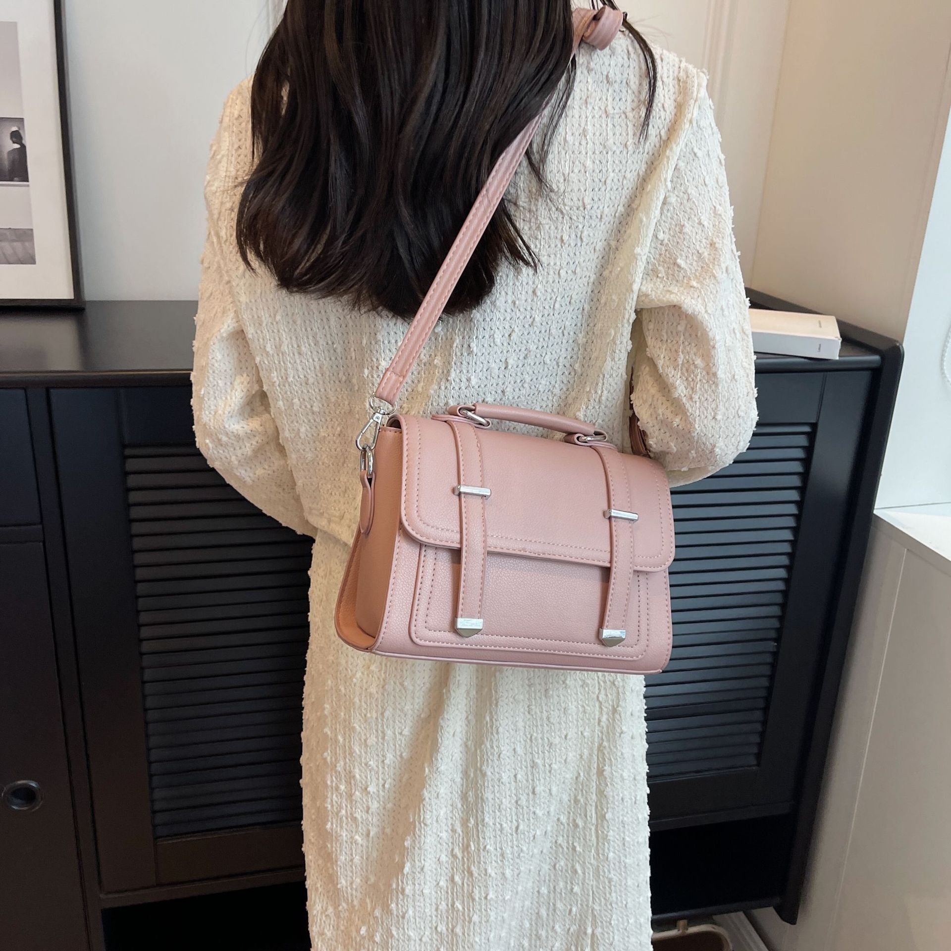 Women Leather Satchel Purse Vintage Small College Crossbody Messenger Bag Work view 4
