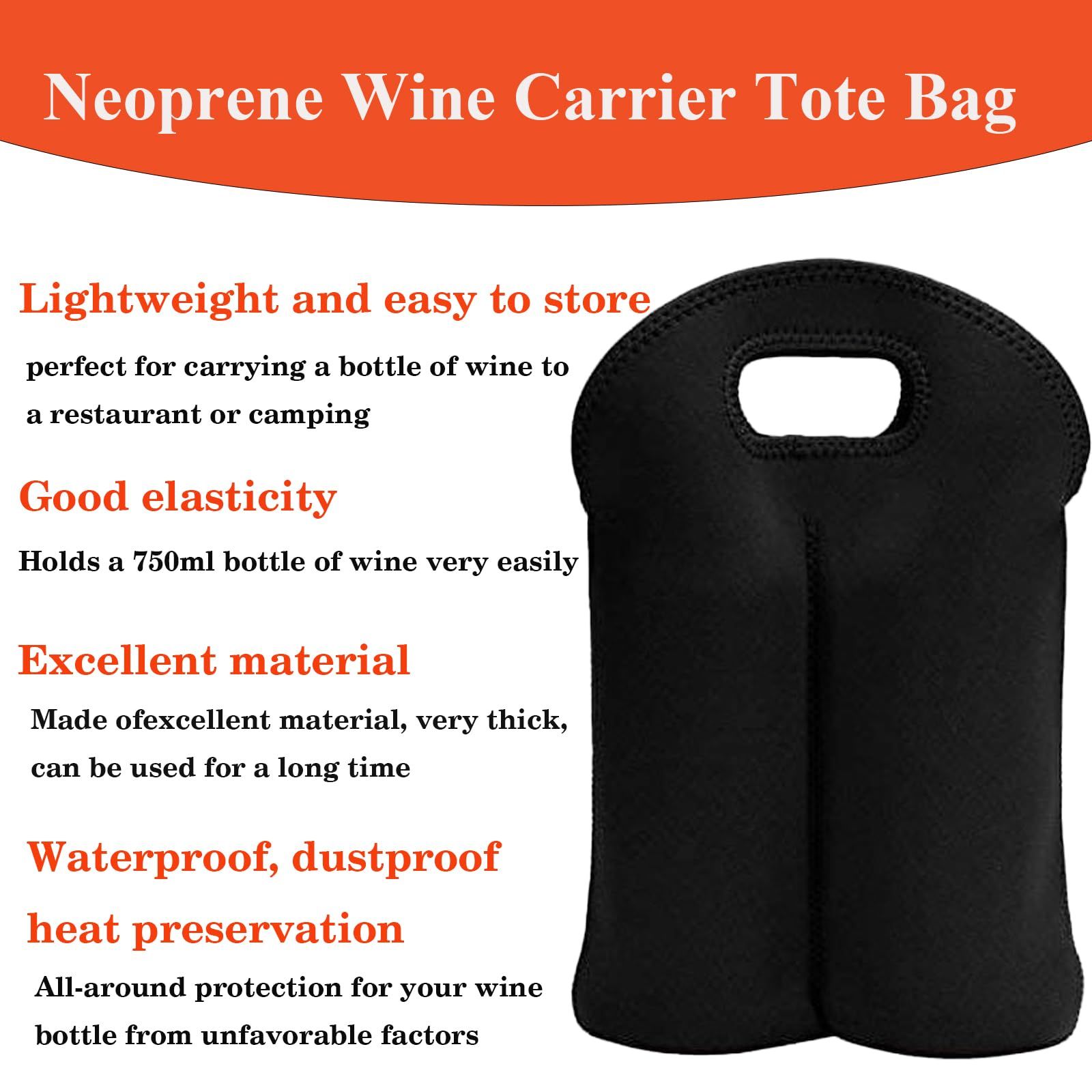 2 Bottle Wine Carrier Tote Bag for 750ML Wine Bottles view 5