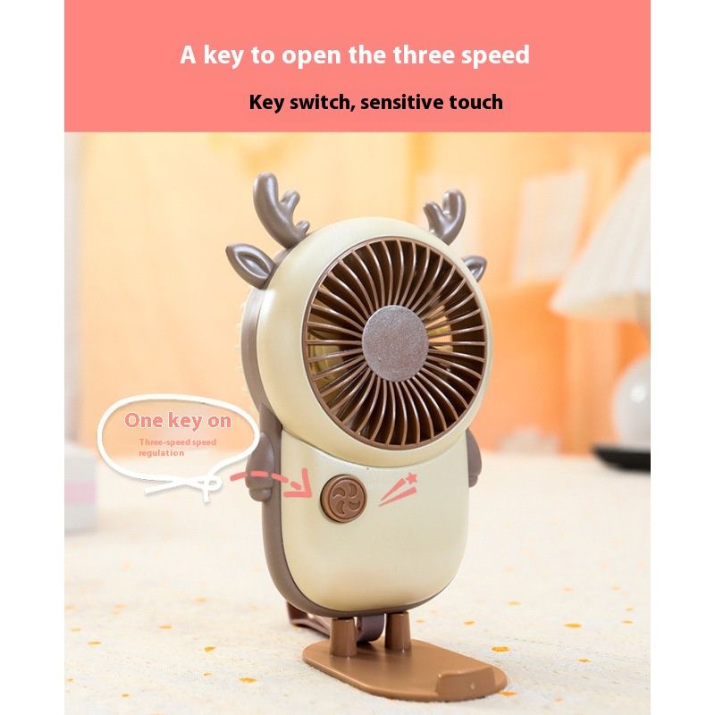 Mini Desktop Decoration Fans Cute Pet Deer Rechargeable Small Electric Fan view 4