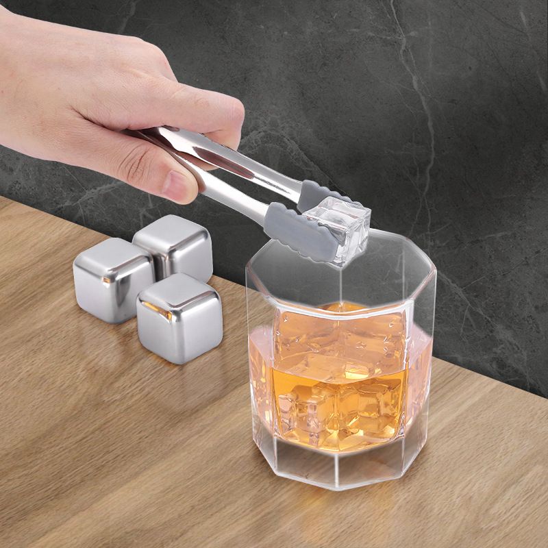 Cooking Tongs Stainless Steel Ice Tongs with Silicone Head Non-Slip Creative view 3