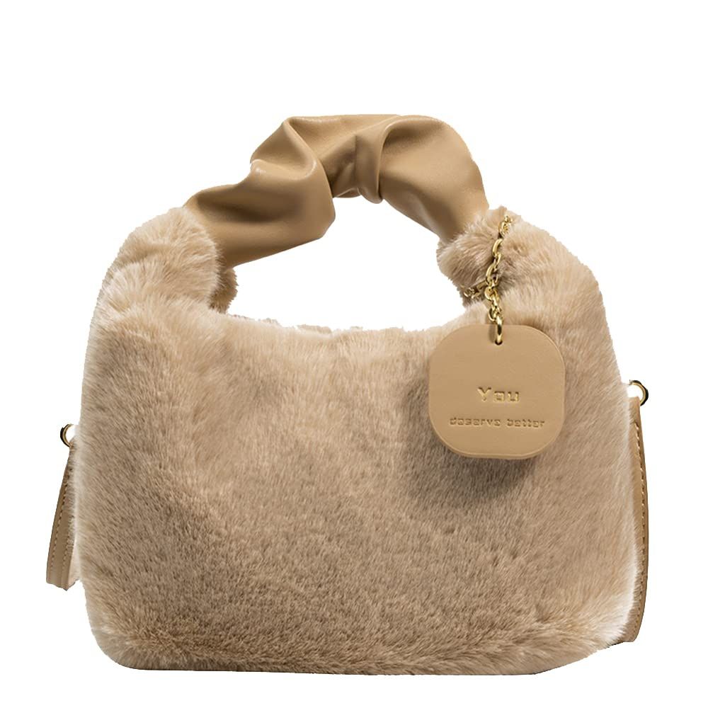 Handbag for Women Soft Faux Fur Purse Cute Furry Top Handle Shoulder Bag Fuzzy