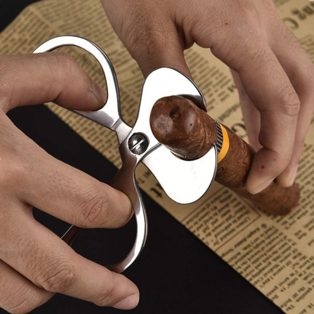 Cigar Scissors Cutter, Stainless Steel Guillotine Double Blade Straight Cut view 2