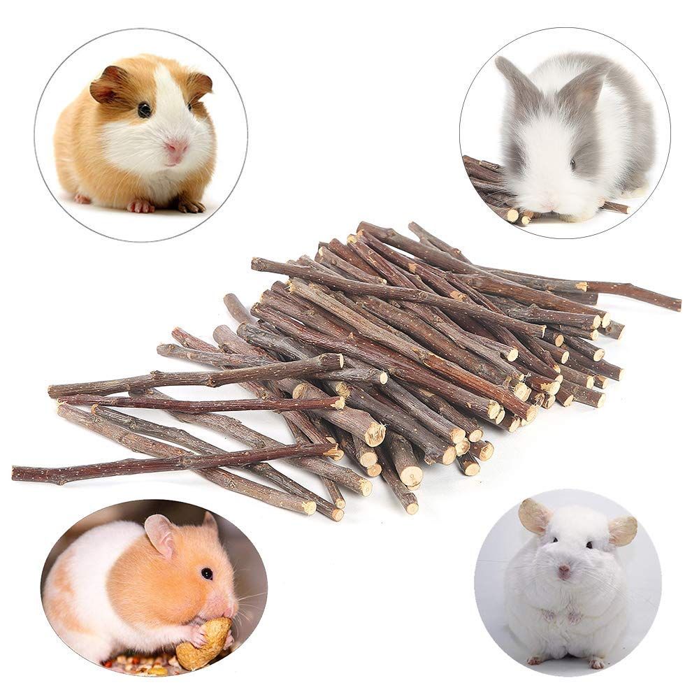 Apple Sticks Small Animals Wood Treats Toys for Rabbits Guinea Pig Hamster view 4