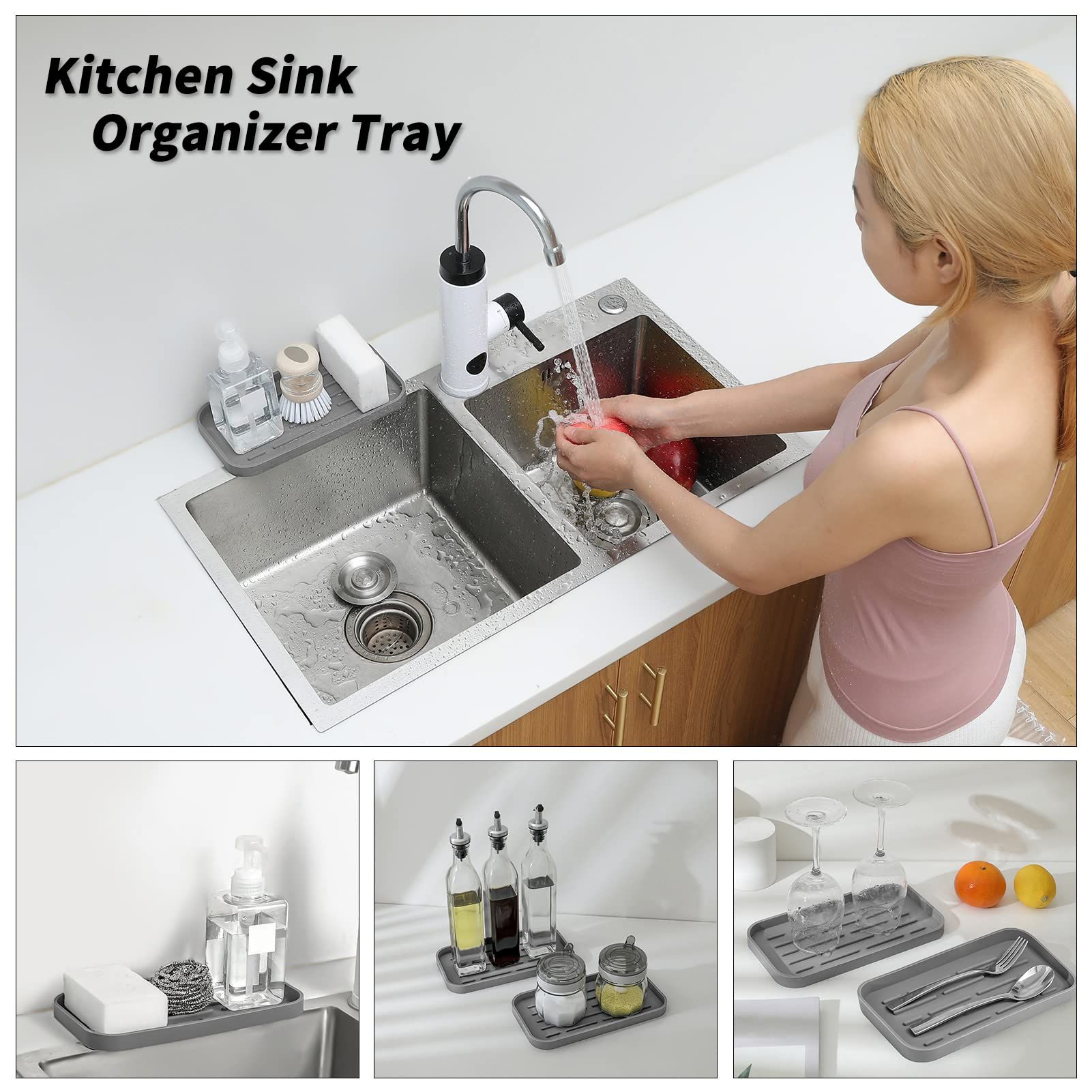 Silicone Kitchen Sink Organizer Tray for Multiple Usage view 2