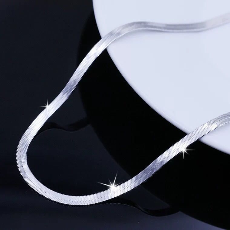 Silver Flat Snake Chain Necklace Snake Bone Chain Choker Minimalist view 5