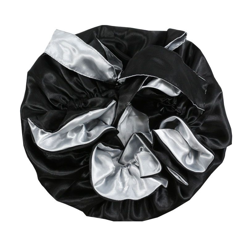 Large Shower Cap for Women Reusable Waterproof Adjustable Shower Cap with Silk view 2