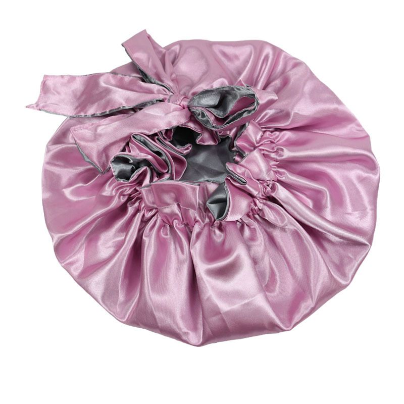 Large Shower Cap for Women Reusable Waterproof Adjustable Shower Cap with Silk view 3