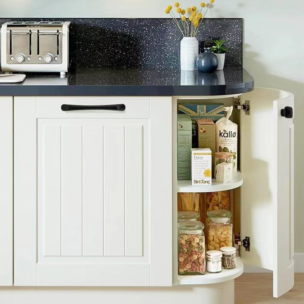Matte Black Handle Modern Style Zinc Alloy Handle Stainless Steel Drawer view 4