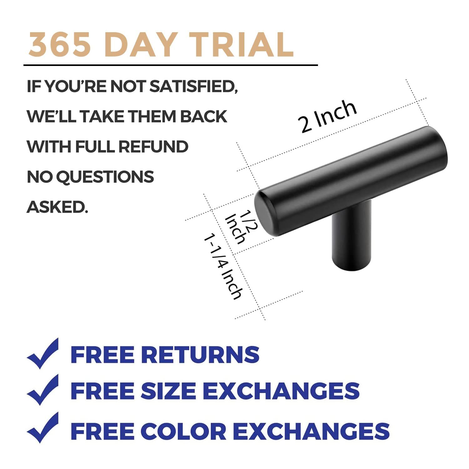 2Pack 2 inch Cabinet Pulls Matte Black Stainless Steel Kitchen Drawer Pulls view 3