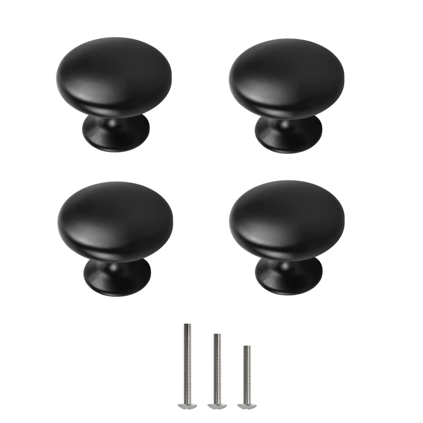 4X Matt Black Cabinet Hardware Round Mushroom Knob Drawer Handlesfor Kitchen — image 1