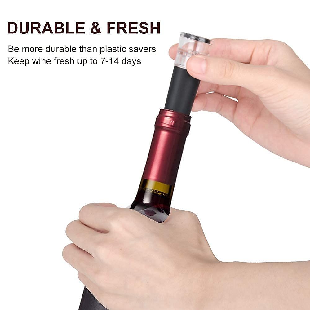 Built in vacuum pump leak proof wine bottle sealer silicone cap view 4