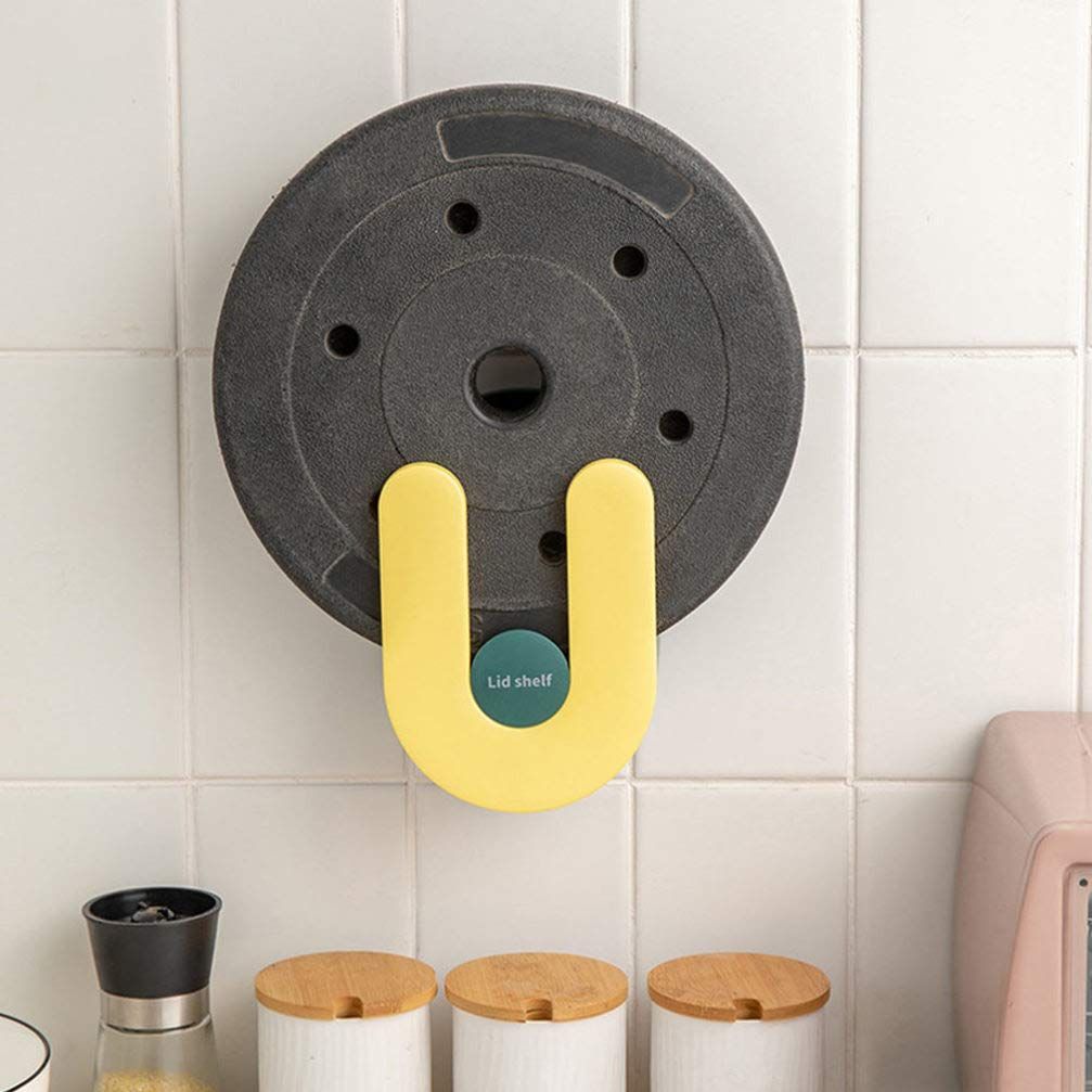 1PC wall mounted pot cover rack metal bracket pot cover organizer bowl and view 5