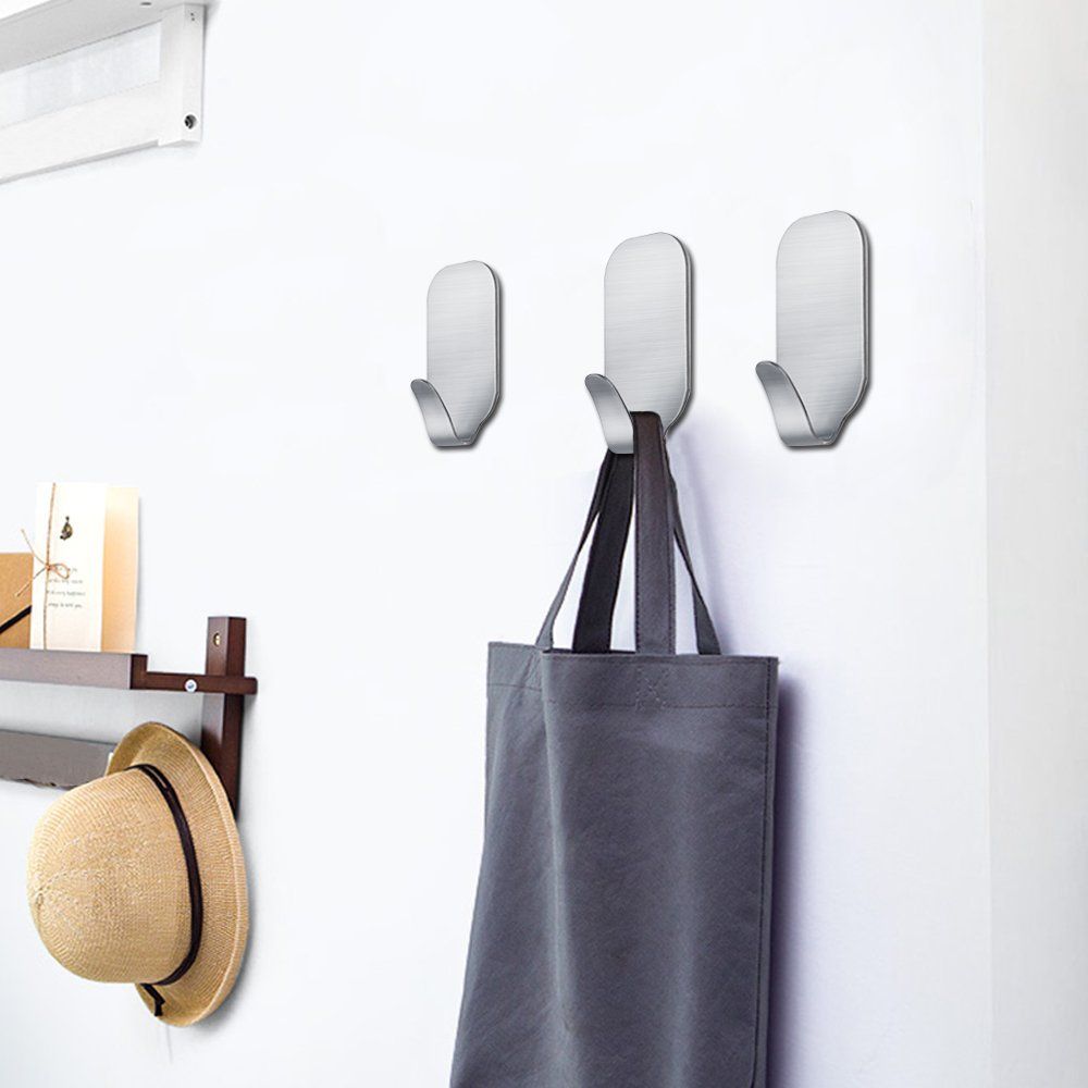 4PCS， Strong Waterproof Stainless Steel Wall Hangers Sticky Hooks for Hanging view 2