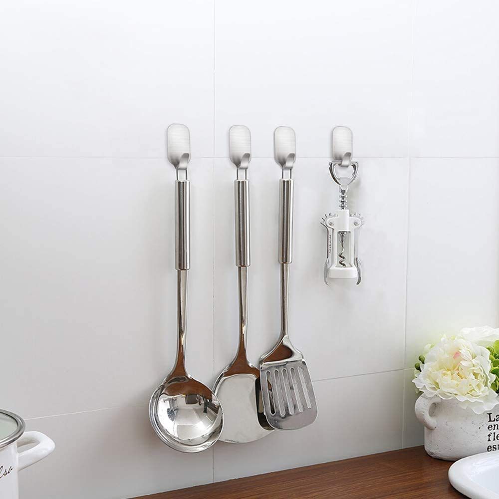 4PCS， Strong Waterproof Stainless Steel Wall Hangers Sticky Hooks for Hanging view 3