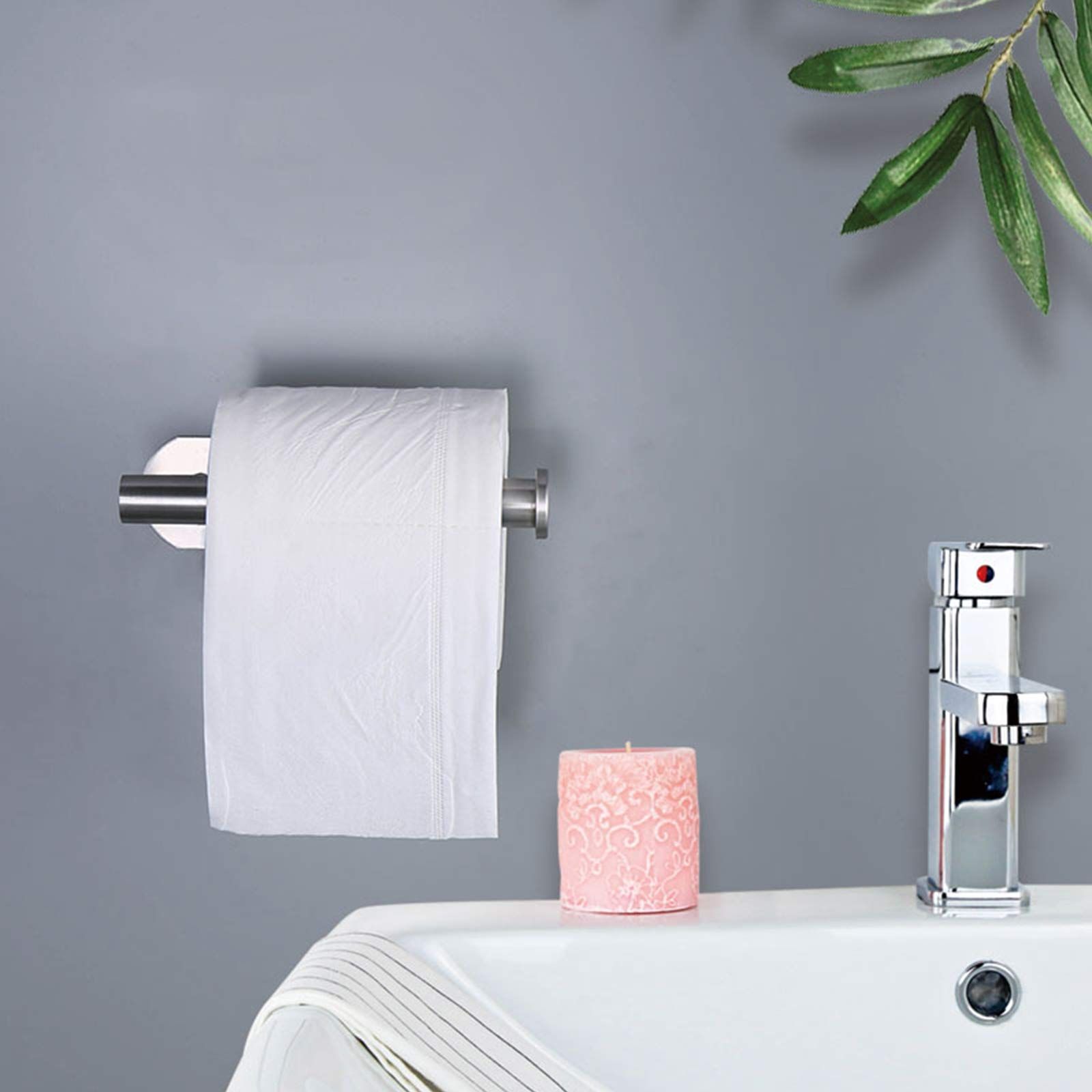 Self Adhesive Suction Stainless Steel Toilet Paper Holder view 2