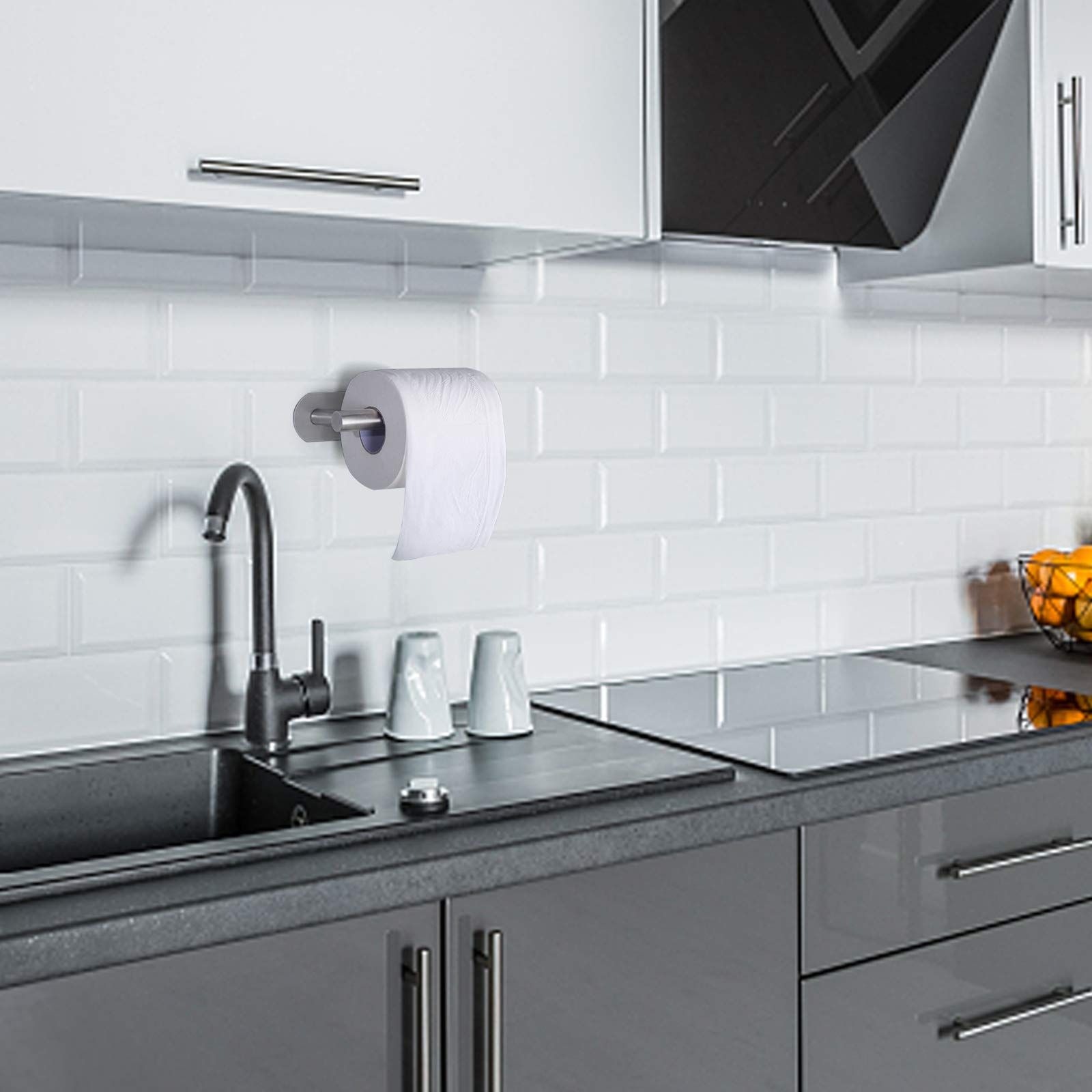 Self Adhesive Suction Stainless Steel Toilet Paper Holder view 3