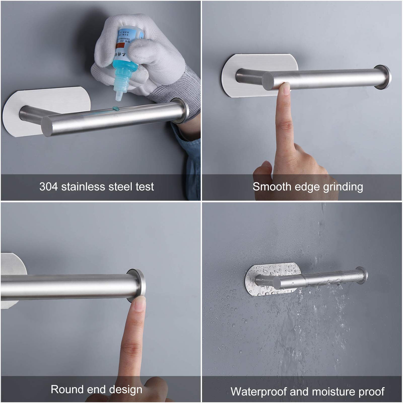Self Adhesive Suction Stainless Steel Toilet Paper Holder view 4