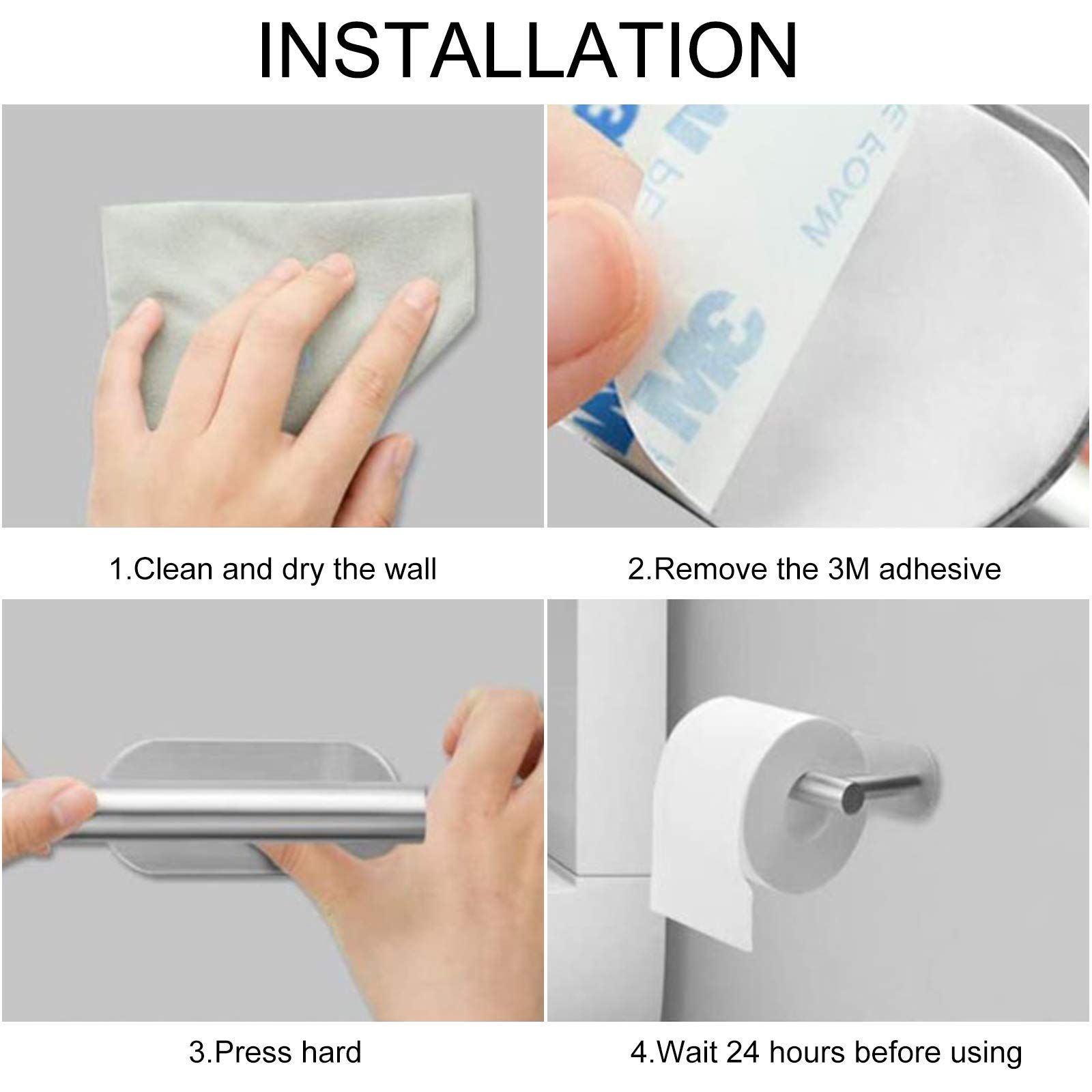 Self Adhesive Suction Stainless Steel Toilet Paper Holder view 5