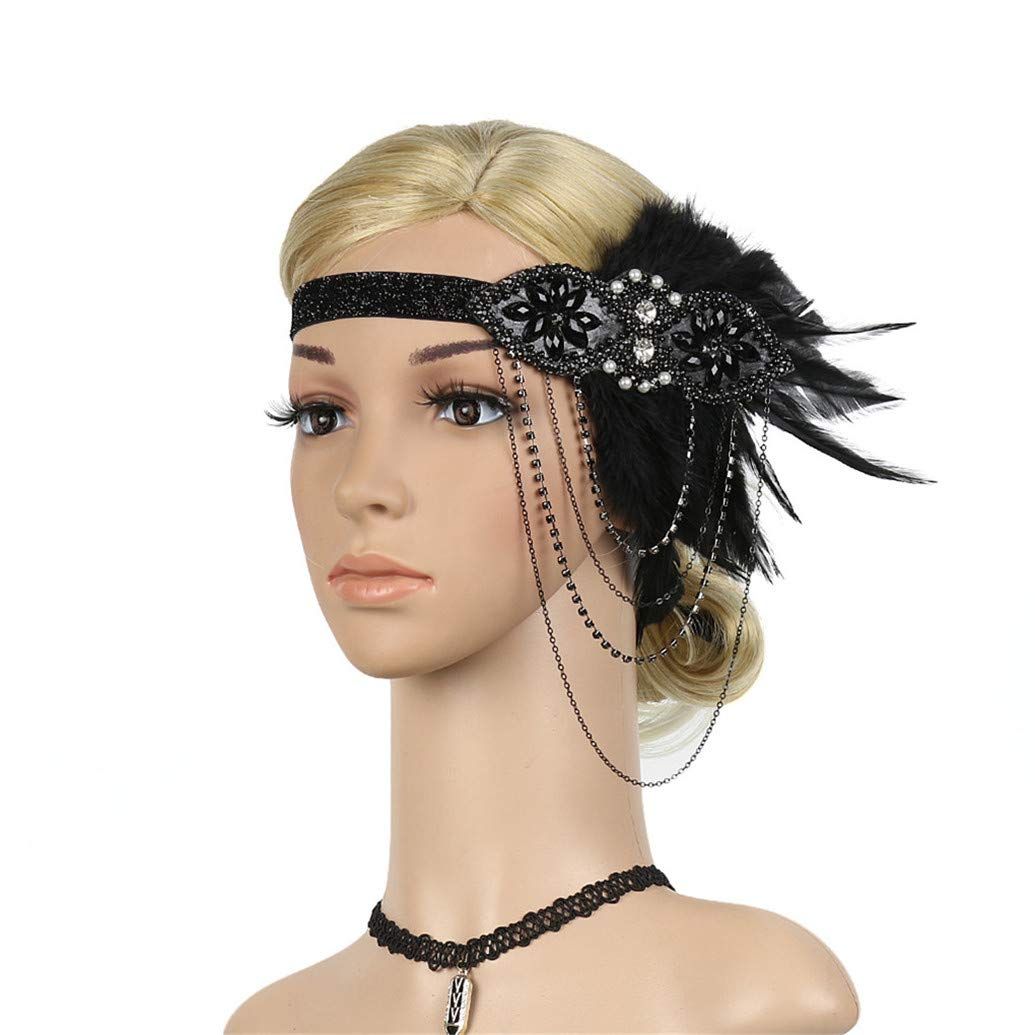 Single Party Feather Headgear Headband Makeup Ball Feather Headgear Diamond view 3