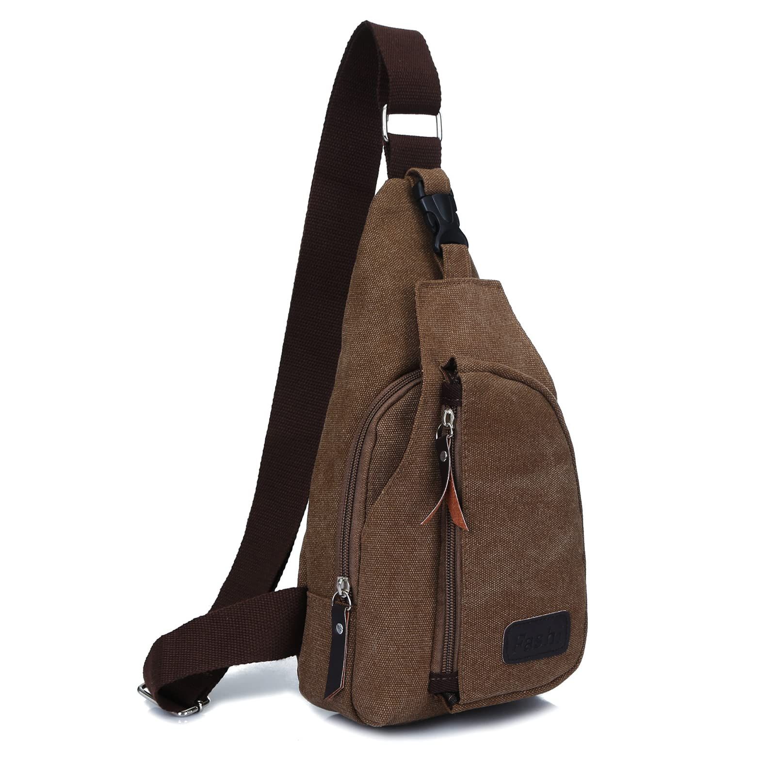 Crossbody Sling Backpack Canvas Small Sling Bag Hiking Daypack Rucksack for — image 1