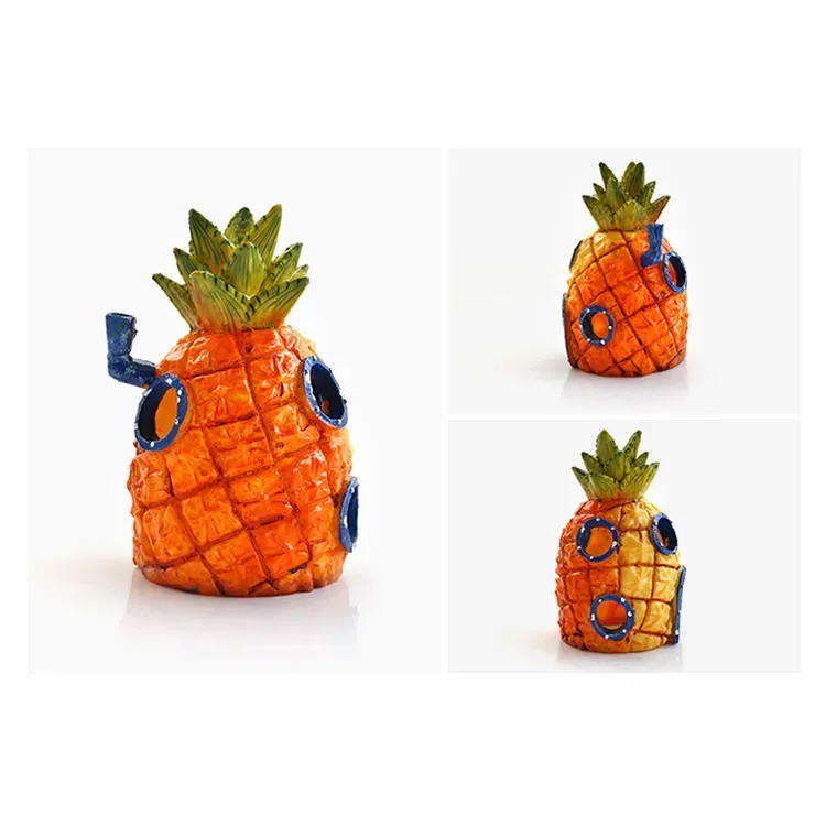Aquarium Fish Tank Decorations Cartoon Resin Pineapple Hideaway House Aquarium view 2